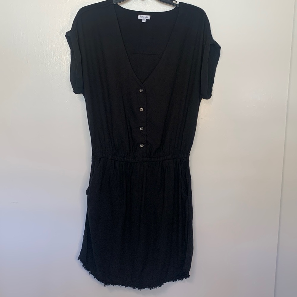SPLENDID black cinch waisted open back mini dress size medium